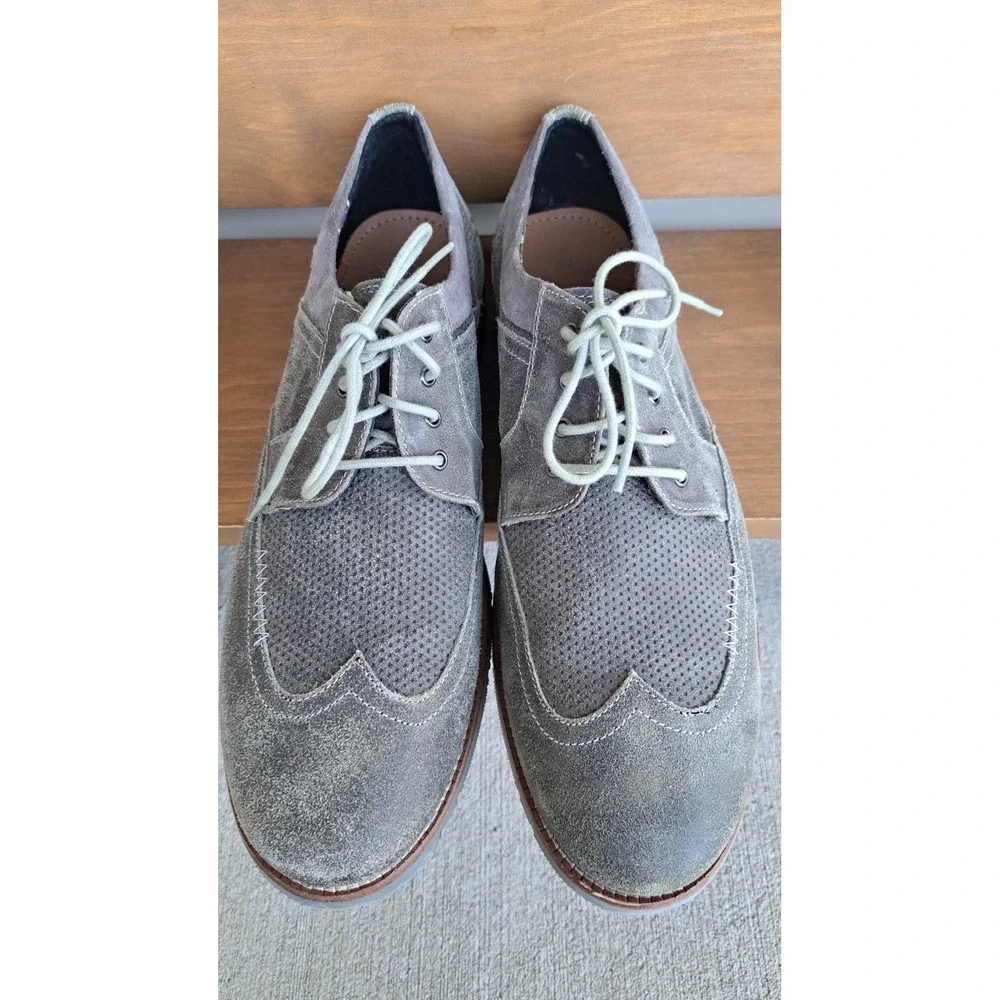 Ben Sherman Men's Grey Suede Wingtip Oxford Dress Shoes Size 13